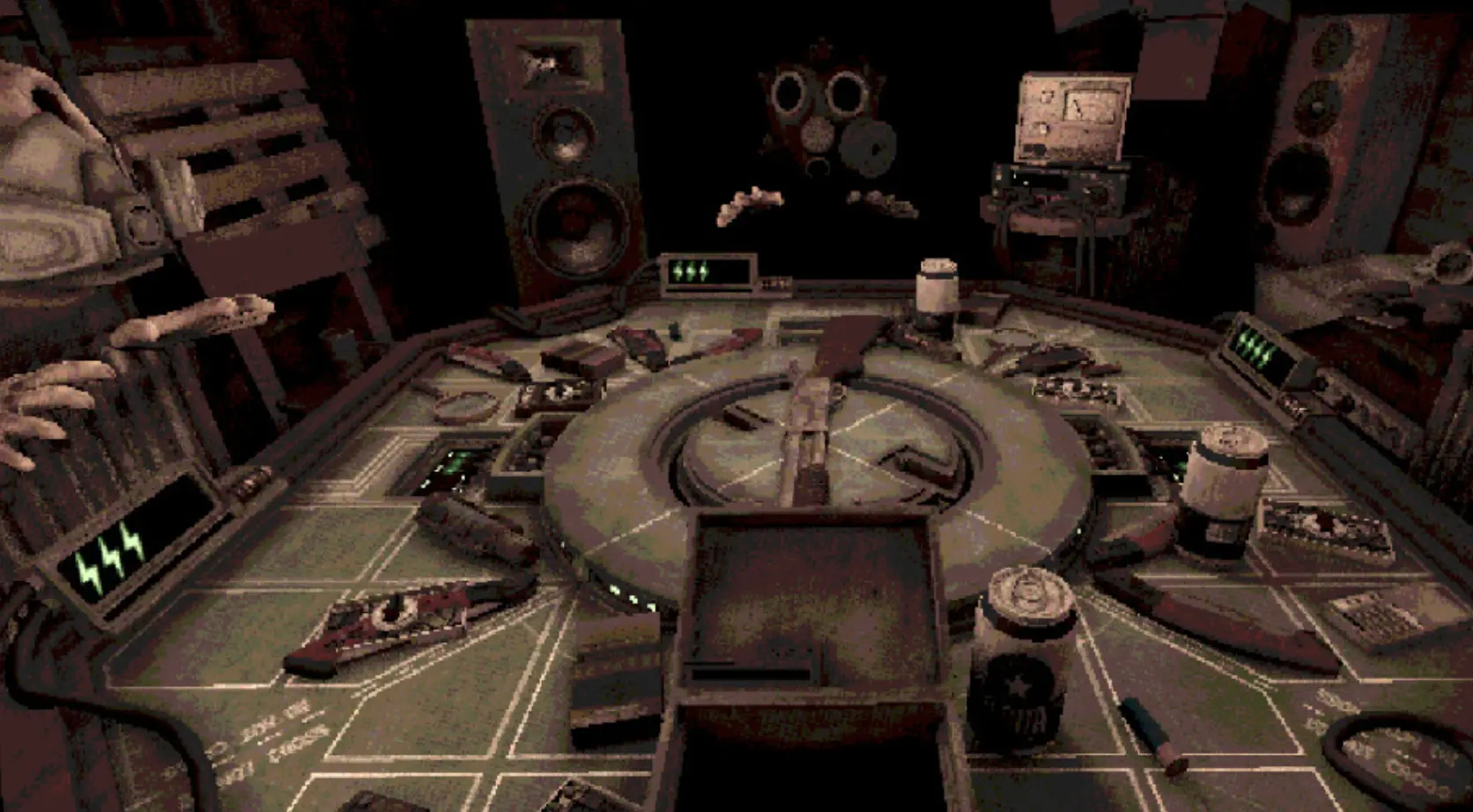 Buckshot Roulette Gameplay-Screen mit dem Dealer, dem Tischlayout und Item-basierten Entscheidungen während einer Runde