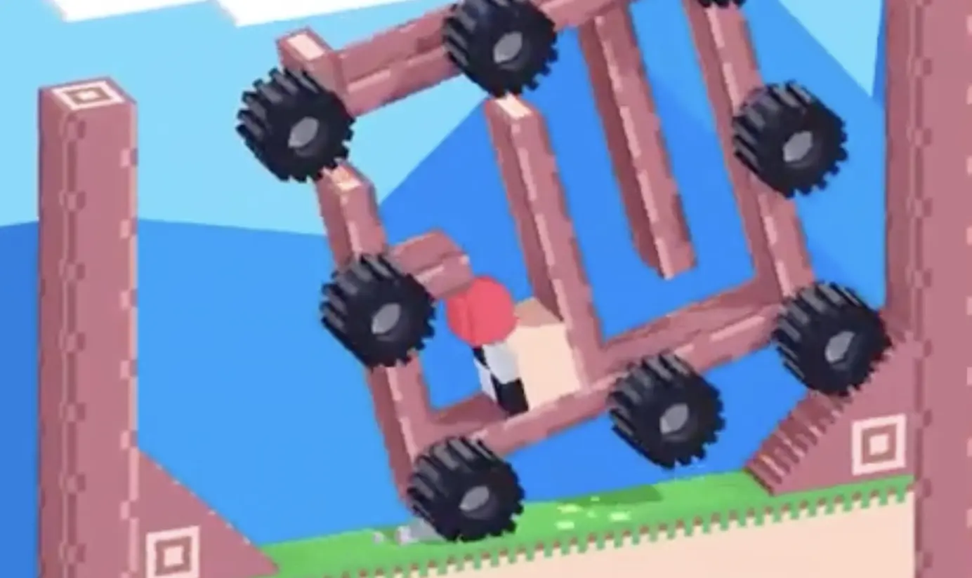 Drive Mad level 100 red ball rolling toward the center checkered finish inside the maze