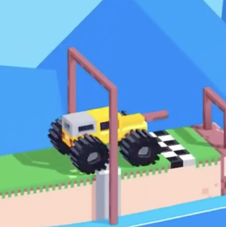 Drive Mad level 101 truck crossing the cleared path after the stone wall has been pushed down