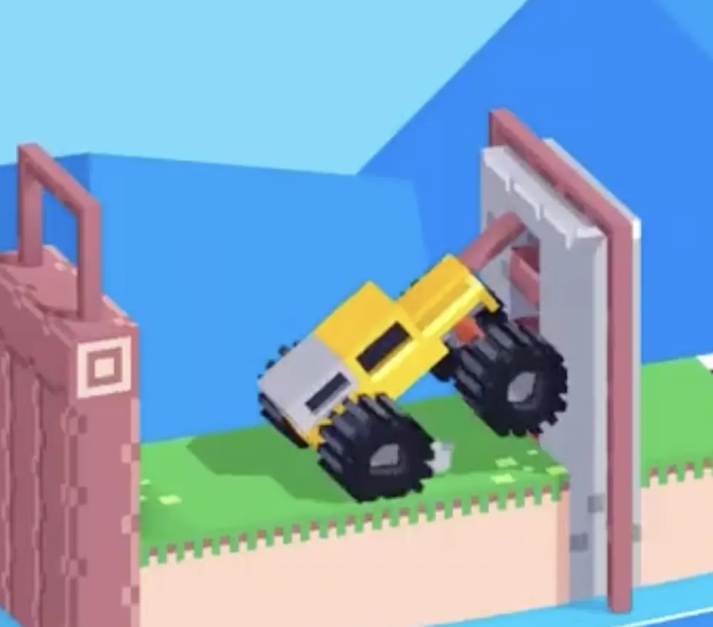 Drive Mad level 101 truck lifting its front end to line the long bar up with the stone slider gate