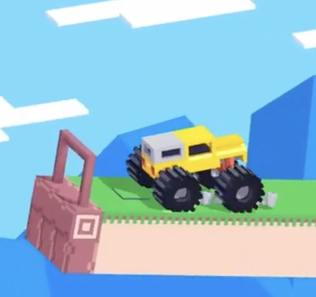 Drive Mad level 102 truck reversing to the left side and pressing the raised button to open the wooden gate