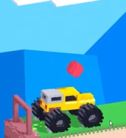 Drive Mad level 103 truck moving under the falling red ball to catch it before it hits the ground