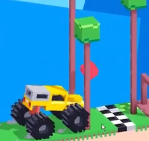 Drive Mad level 103 truck guiding the red ball toward the final checkered finish area