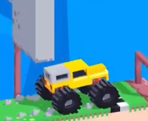 Drive Mad level 104 truck passing through after the stone wall rises and the path opens