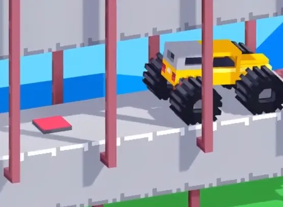 Drive Mad level 105 truck moving through the low-ceiling button corridor