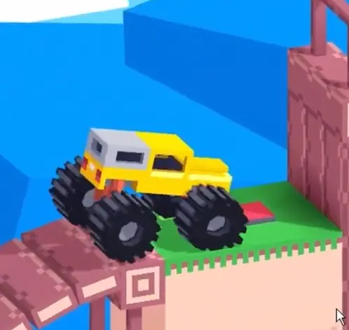 Drive Mad level 105 truck pressing the red button on the upper platform