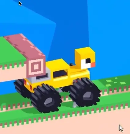 Drive Mad level 107 truck catching the jumping chick block after it leaves the upper platform