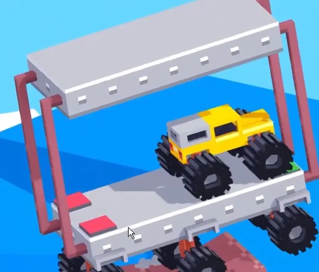 Drive Mad level 110 carrier passing through a ring and throwing the embedded truck into the air