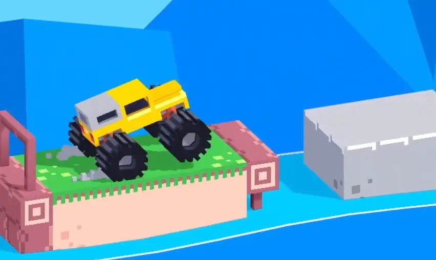 Drive Mad level 111 truck approaching the first small gap at a steady speed