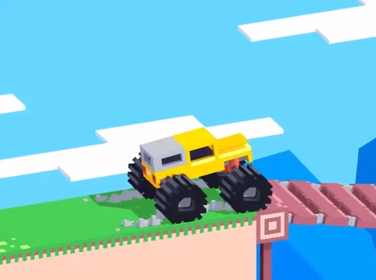 Drive Mad level 112 truck reaching the weak section of the bridge just before it breaks