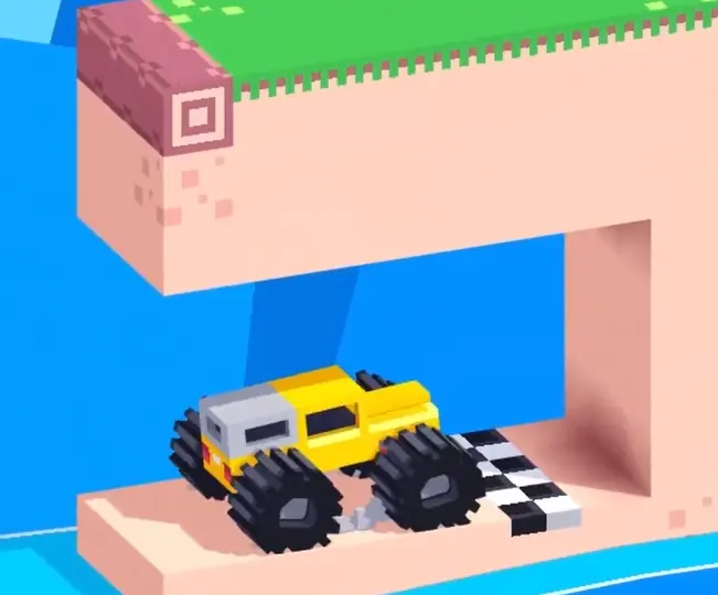 Drive Mad level 112 truck entering the lower tunnel and reaching the finish platform