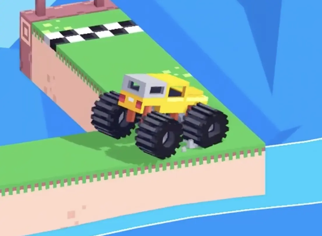 Drive Mad level 113 truck lining up with the finish after completing the sharp turn