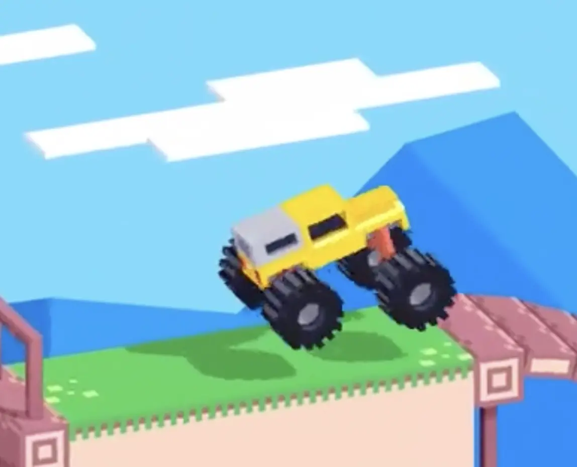 Drive Mad level 114 truck hopping down the slope while staying balanced