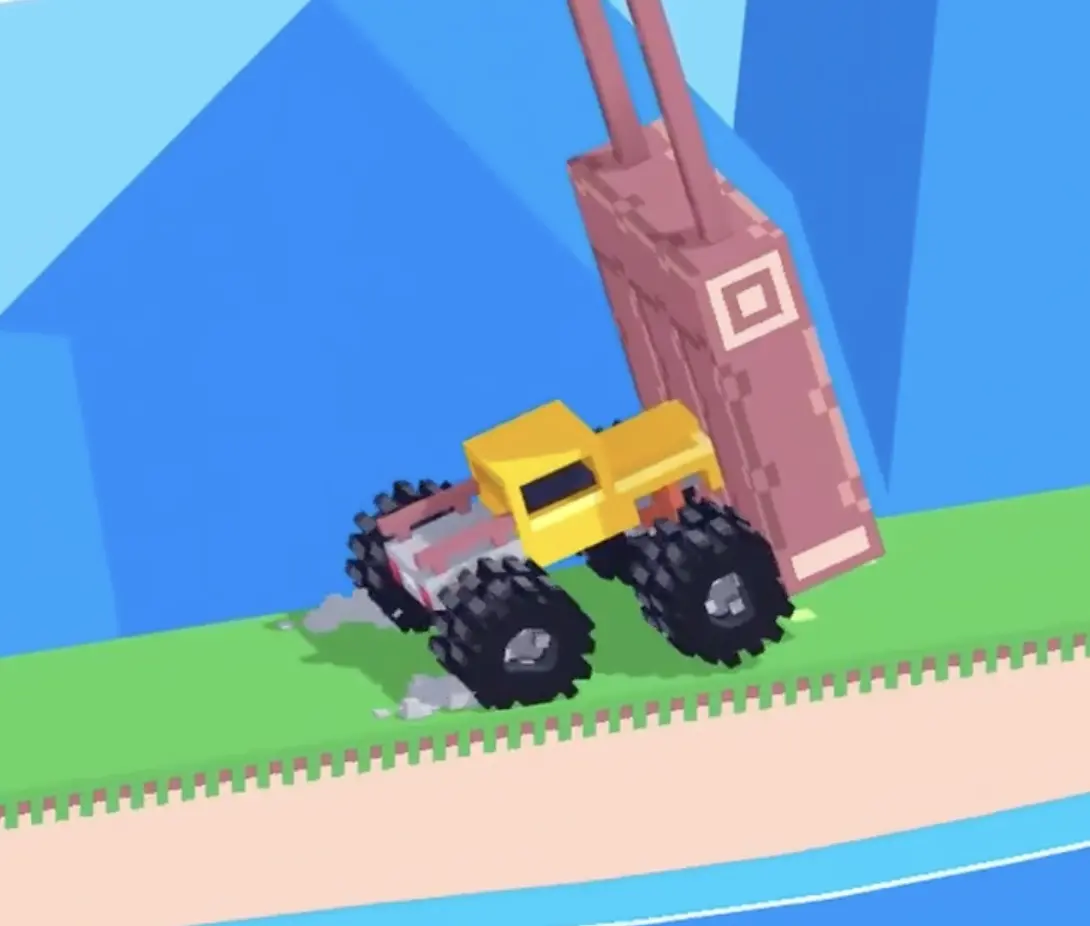 Drive Mad level 115 truck hitting the lower half of the hanging swing door to start its motion