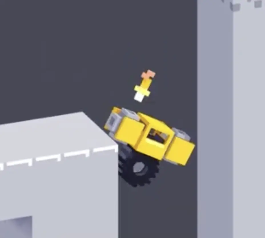 Drive Mad level 122 vehicle floating near the first corner while rotating for the downward push