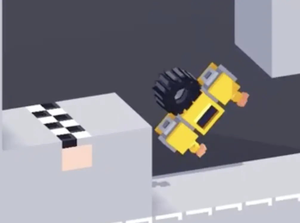 Drive Mad level 122 vehicle flipping near the checkered finish during the final zero-gravity adjustment