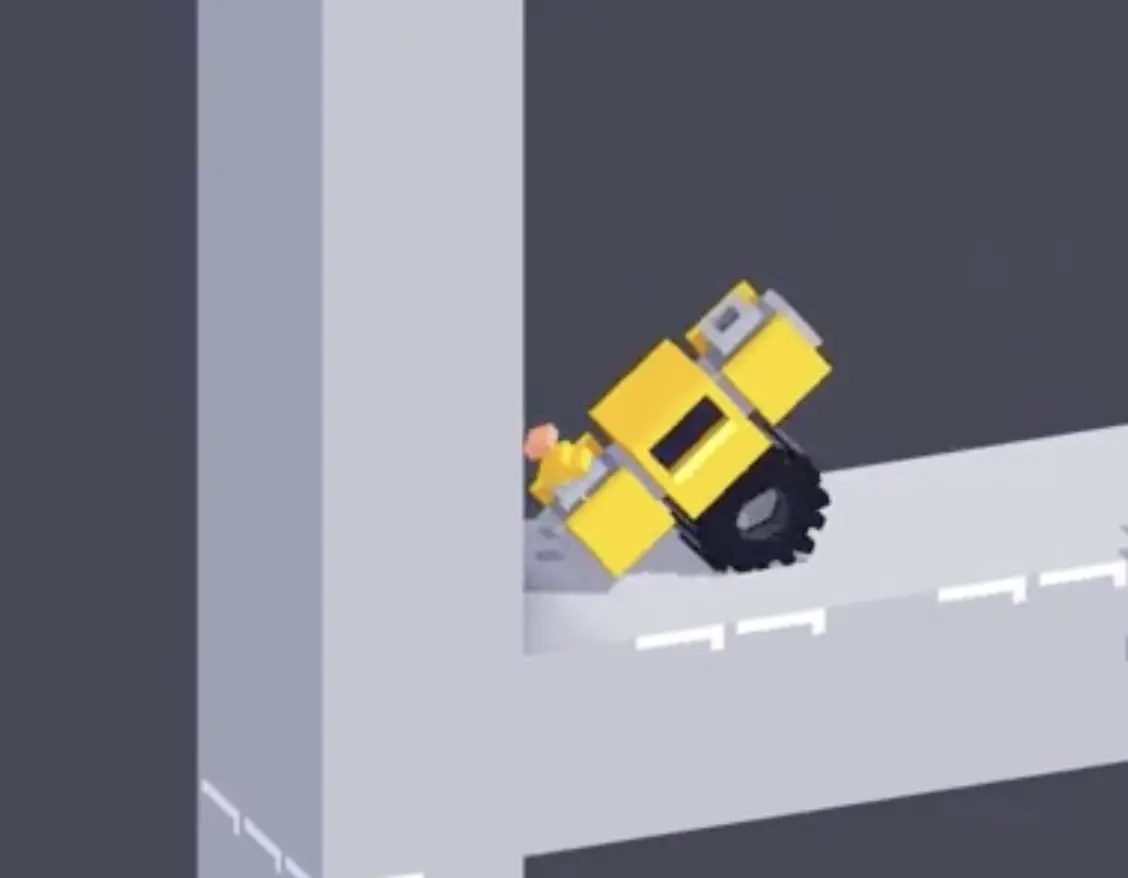 Drive Mad level 122 vehicle tilting on the ledge before the first zero-gravity thrust