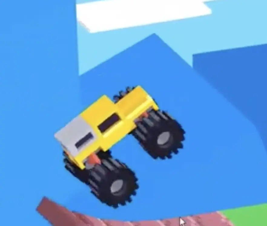 Drive Mad level 125 truck leveling out in the air after passing the last hoop