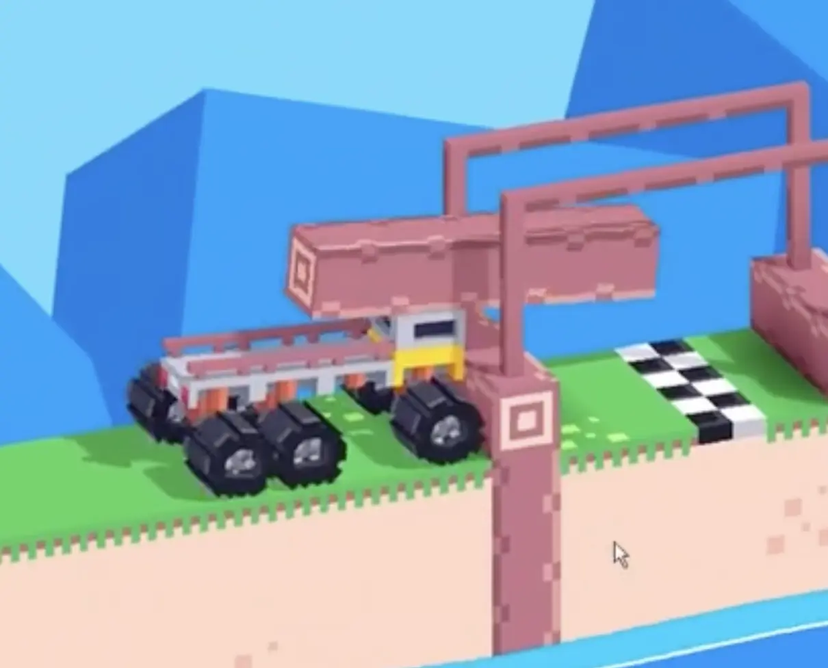Drive Mad level 126 truck carrying the log in a flatter position near the finish obstacle