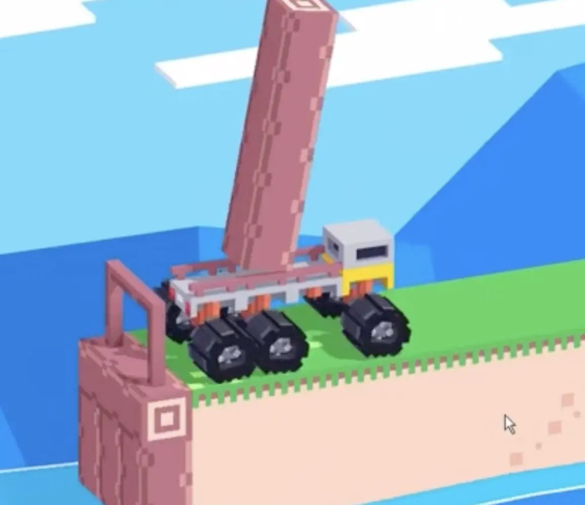 Drive Mad level 126 truck carrying a tall upright log at the start of the level