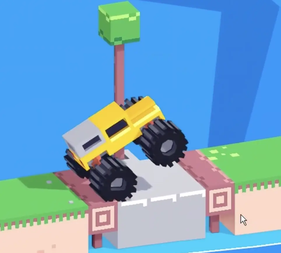 Drive Mad level 129 truck crossing the aligned moving platform