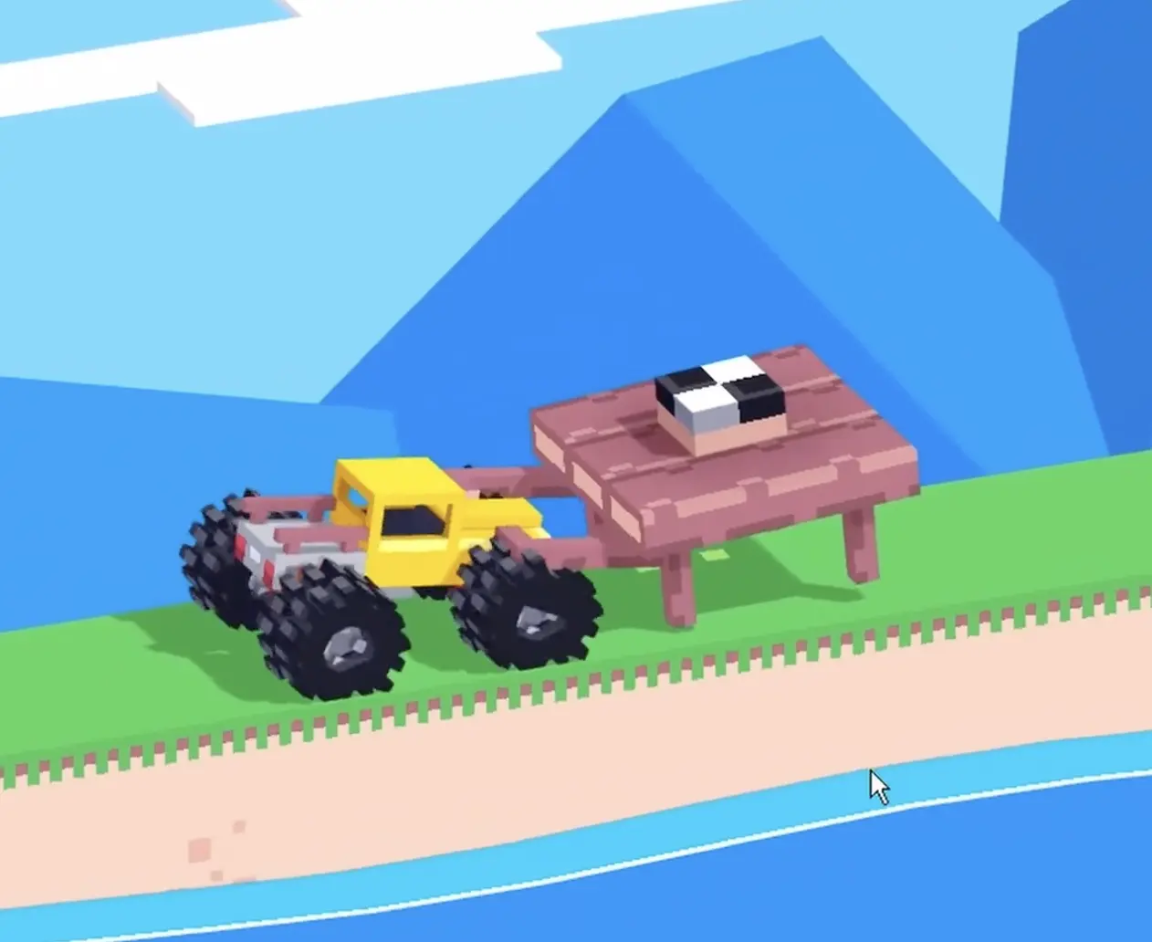 Drive Mad level 130 truck pushing its rods underneath the table before the flip