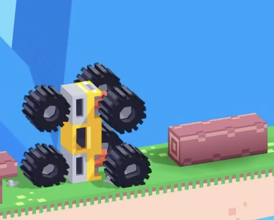 Drive Mad level 131 truck standing nearly vertical while setting up the recovery rotation