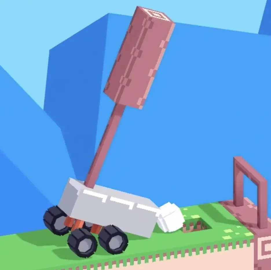 Drive Mad level 133 truck using the tall putter to push the block toward the hole