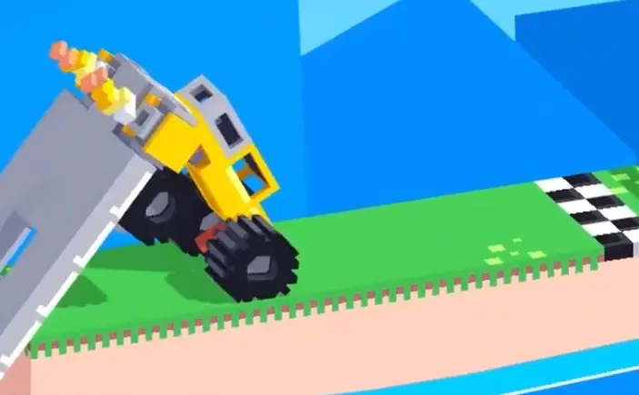 Drive Mad level 135 truck landing from the flying carpet and reaching the finish