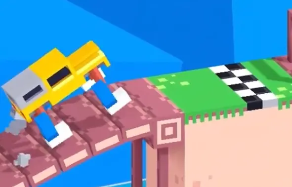 Drive Mad level 136 climbing the final slope and reaching the finish