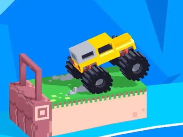 Drive Mad level 137 truck leaving the starting platform toward the floating ground
