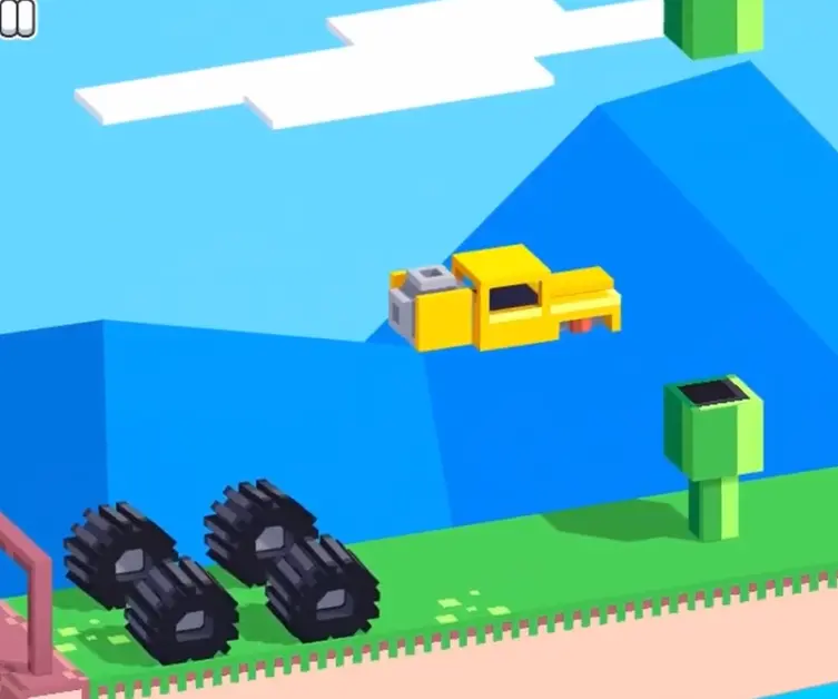 Drive Mad level 138 flying car practicing tap rhythm and height control in open space