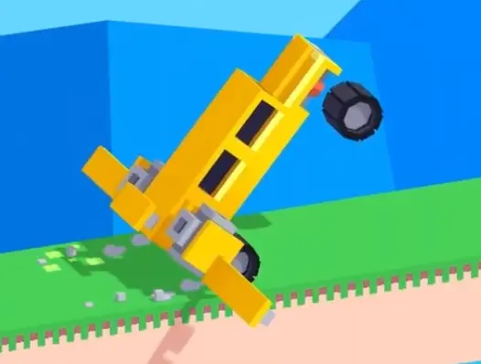 Drive Mad level 139 vehicle landing smoothly after gliding across the gap