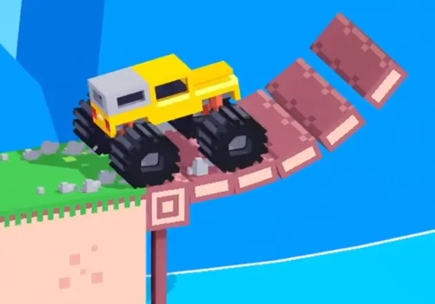 Drive Mad level 140 truck building speed before entering the curved track