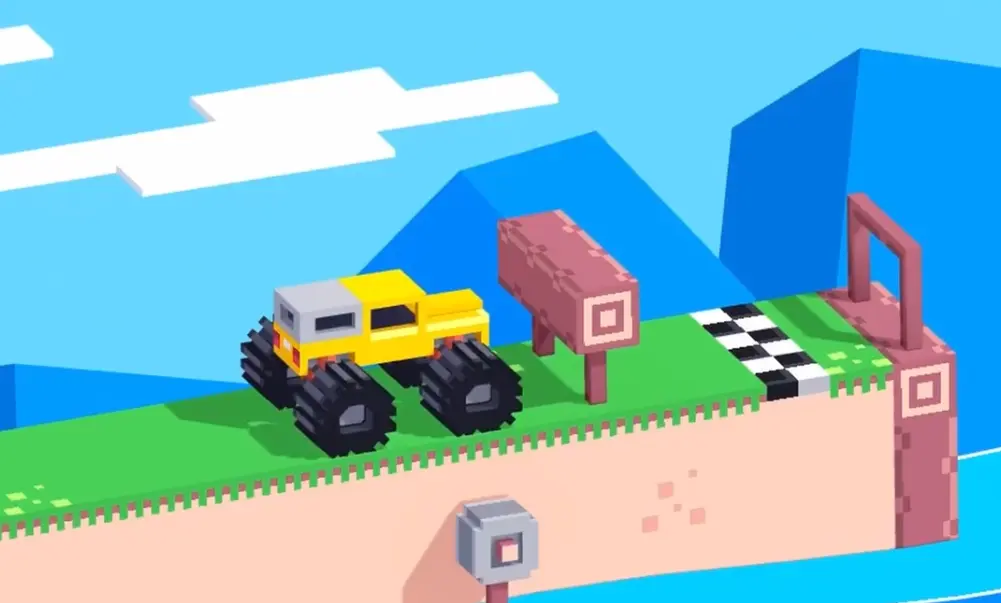 Drive Mad level 141 truck settling onto the tilting platform at the start