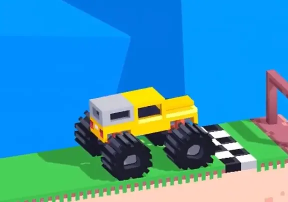 Drive Mad level 142 truck reaching the finish after repeated stop and go timing