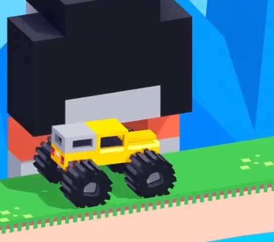 Drive Mad level 142 truck waiting at the start while the giant doll controls the timing