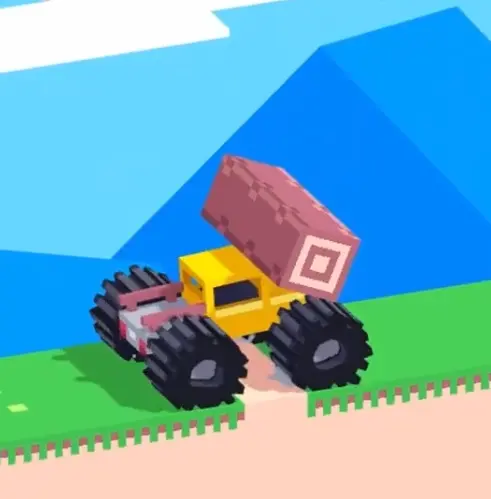 Drive Mad level 143 catching falling logs with the truck