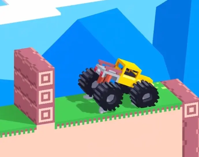 Drive Mad level 143 pushing logs into water to trigger new falling logs