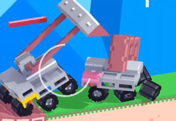 Drive Mad Level 145 hammer striking the enemy vehicle and damaging it