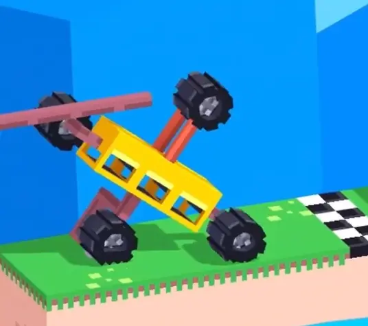 Drive Mad Level 146 vehicle using the railing to cross the gap