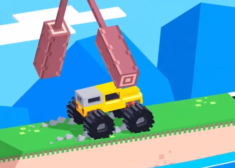 Drive Mad Level 148 vehicle waiting for the right timing between the rotating blades