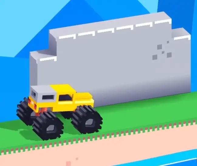 Drive Mad Level 149 vehicle waiting next to the wall for Shock Slider