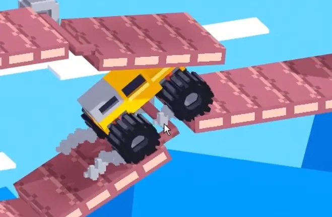 Drive Mad Level 151 vehicle accelerating on the third ramp