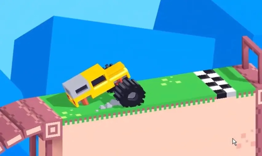 Drive Mad Level 153 vehicle gliding over the spikes toward the finish line