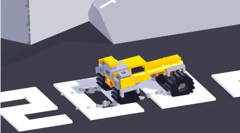 Drive Mad Level 154 yellow vehicle building speed in Speed Record