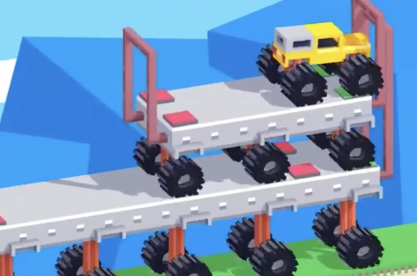 Drive Mad Level 156 medium truck entering the large truck before the final drive to the finish