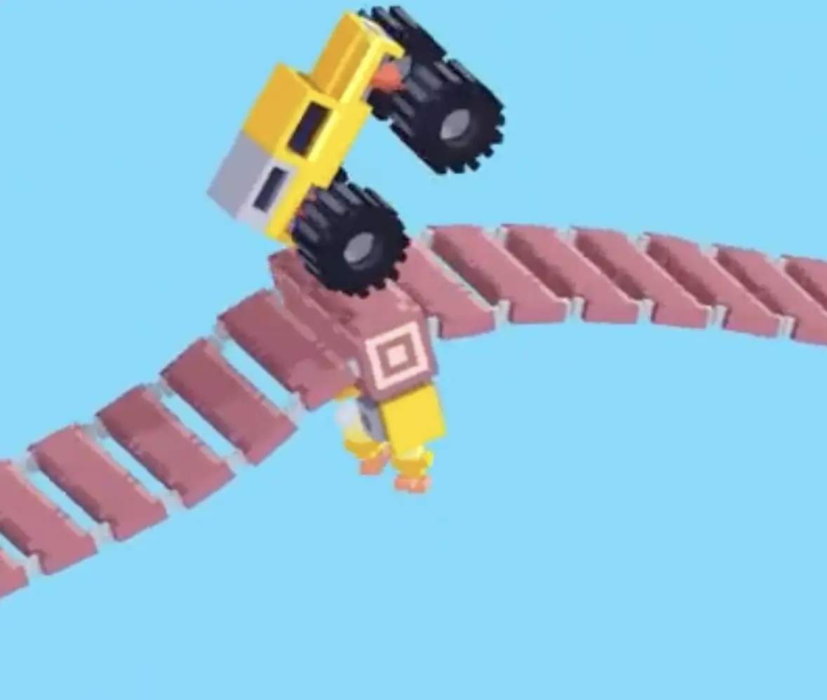 Drive Mad Level 157 truck crossing the bridge and reaching the rocket launch section