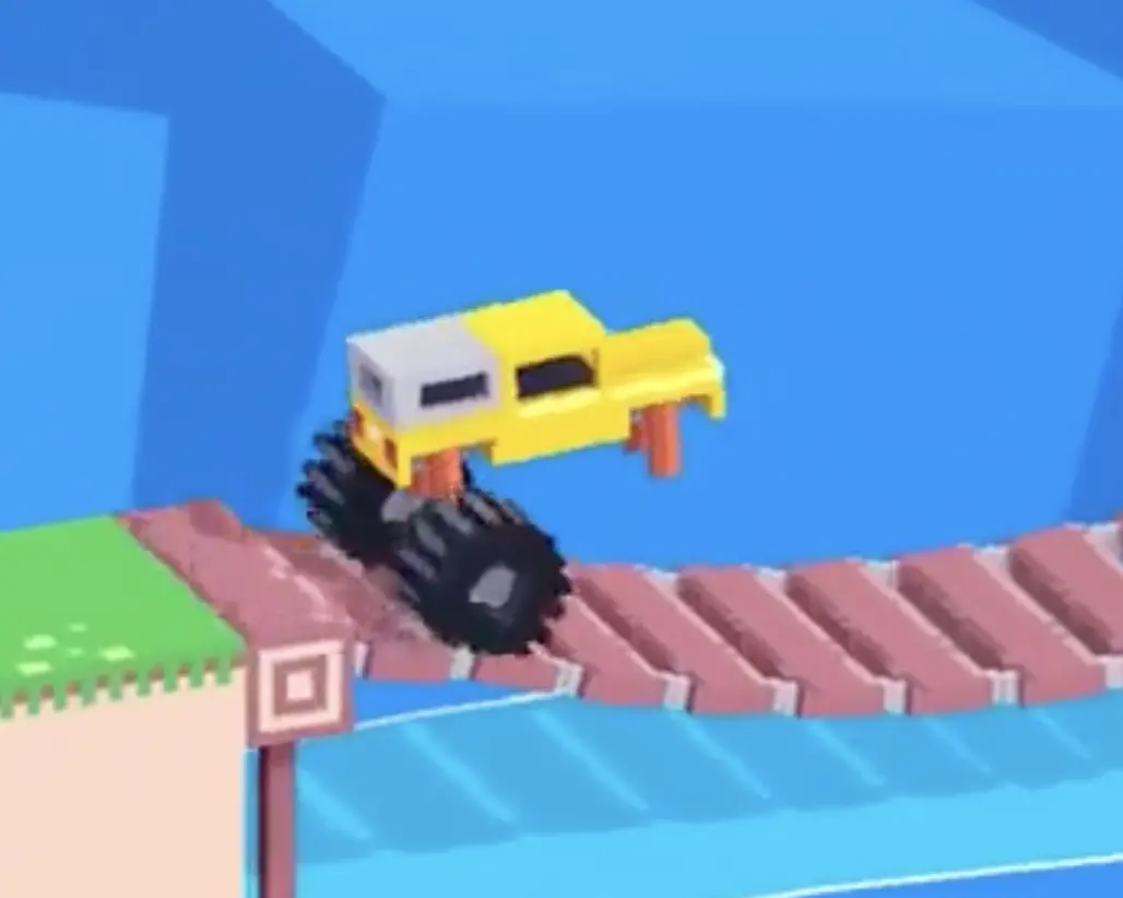 Drive Mad Level 158 truck crossing the bridge while keeping the broken front end lifted