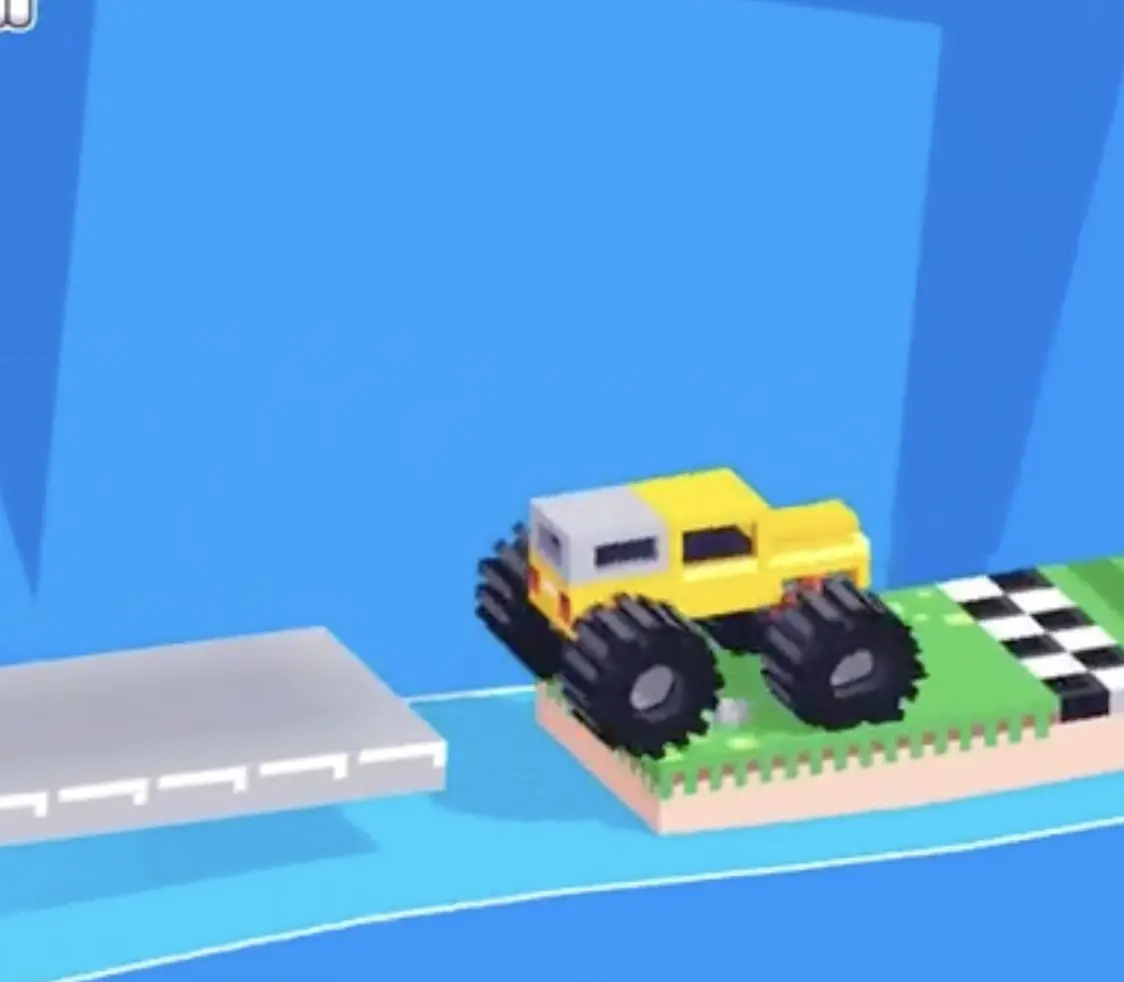 Drive Mad Level 162 truck crossing the gap with the extended board and reaching the finish platform